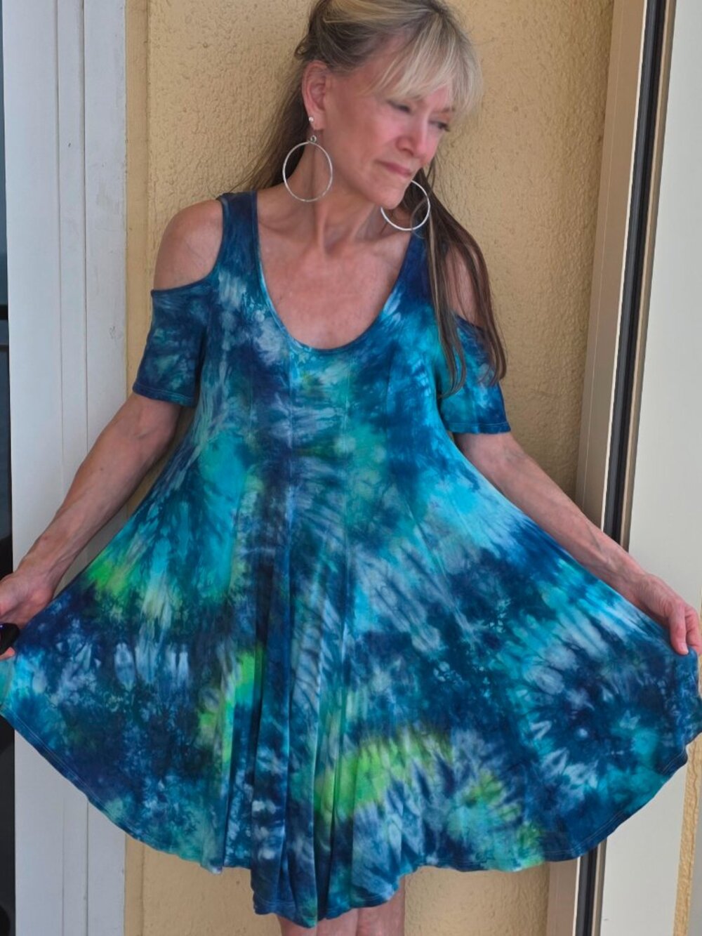 Cold Shoulder Tie-Dye Dress